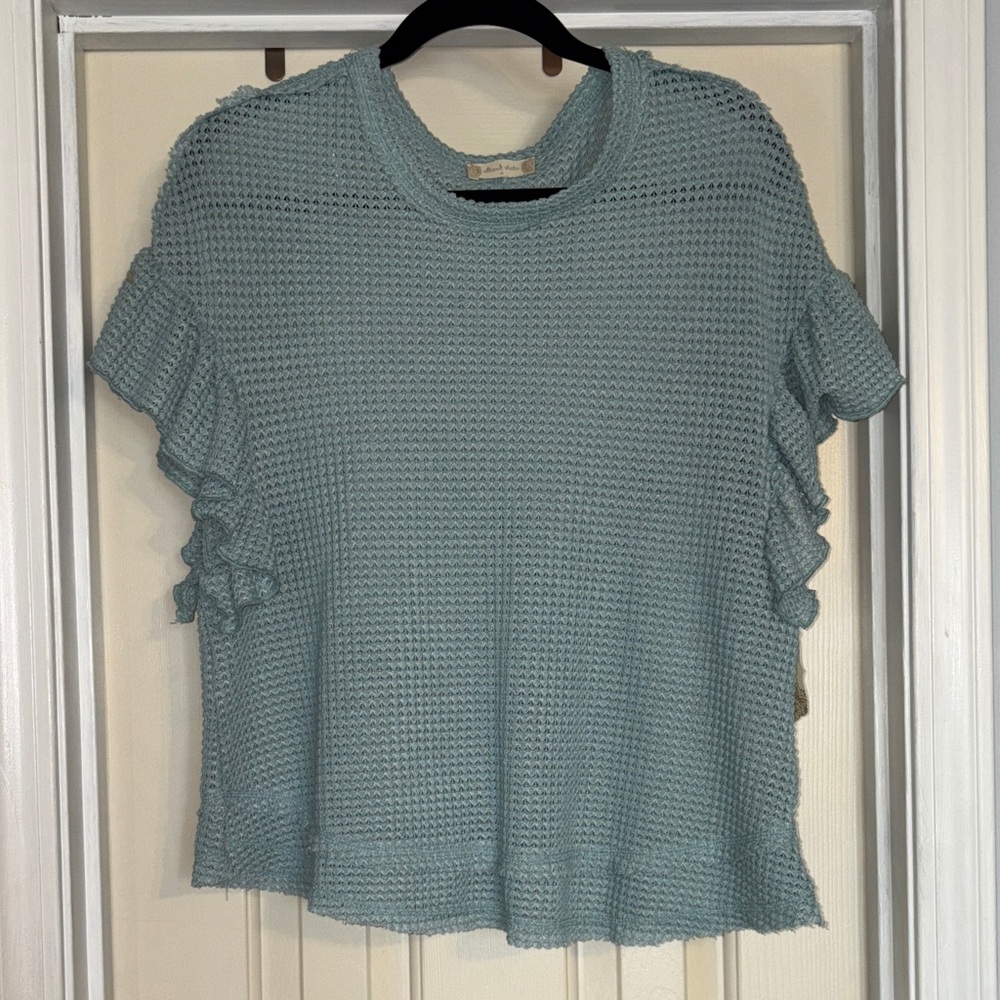 Altar'd State Textured Knit Top in Soft Blue